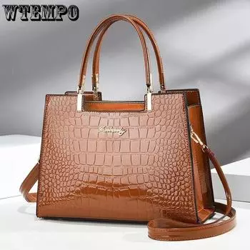 Женская европейская и американская сумка через плечо из лакированной кожи, глянцевая женская сумка One Size синий