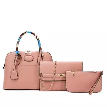 Женская фактурная сумка из трех предметов большой емкости для матери и ребенка в стиле ретро, переносная сумка через плечо set хаки