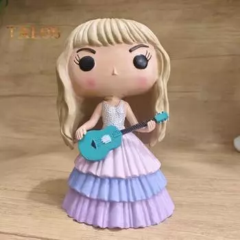 Женская фигурка певицы с большой головой для девочек, статуя из смолы, скульптура, фигурка, украшение, игрушка для домашнего офиса, украшение для рабочего стола, подарок на память для любителей музыки 13cm E