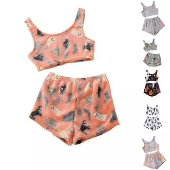 Женская фланелевая светящаяся пижама на подтяжках, женская осенне-зимняя пижама-жилет, комплект из двух предметов L чёрный