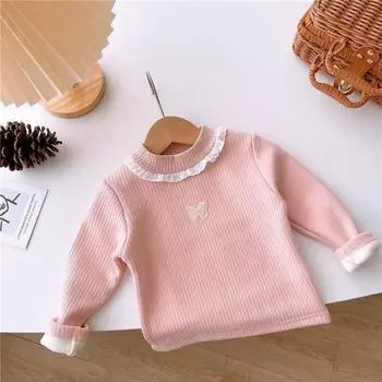 Женская флисовая кофта-подкладка Treasure Флисовый термотоп для девочек Встроенная флисовая одежда Детская полуводолазка с зимним флисом 90cm