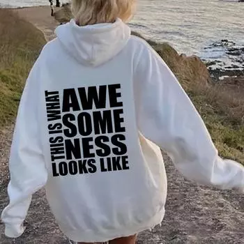 Женская флисовая кофта Y2K с рукавами на плечах, однотонным принтом с надписью, карманом-кенгуру, кулиской и капюшоном XS красный