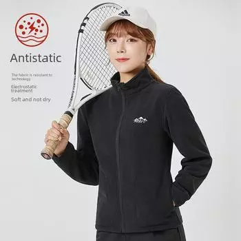 Женская флисовая куртка осень/зима: Подкладка, воротник-стойка, молния, двухсторонний флис, одежда для активного отдыха S