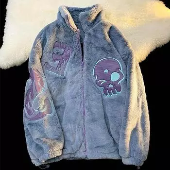 Женская флисовая куртка оверсайз, осенне-зимняя шерстяная свободная повседневная куртка в стиле ретро, удобные универсальные топы с полувысоким воротником M серый