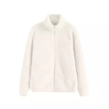 Женская флисовая куртка с длинными рукавами из плюшевого кораллового флиса на молнии, теплая L бежевый