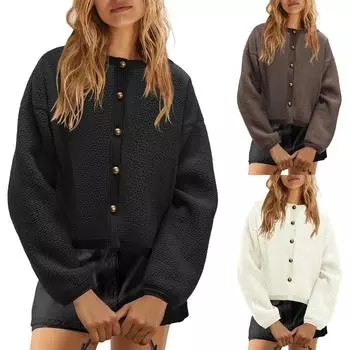 Женская флисовая куртка с пушистым верхом, повседневная, с длинным рукавом, теплая, зимняя, с карманами M бежевый