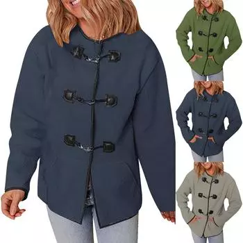 Женская флисовая куртка с пушистым верхом, повседневная, с длинным рукавом, теплая, зимняя, с карманами M синий