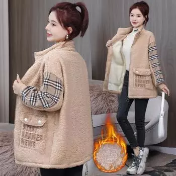 Женская флисовая куртка Tickened осень-зима модный кардиган воротник-стойка универсальная толстовка модные теплые куртки M верблюд