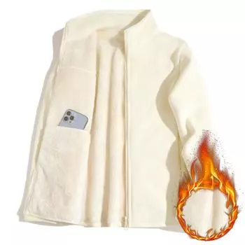 Женская флисовая куртка высокого качества, верхняя одежда, плюс утолщенный бархатный свитер L бежевый