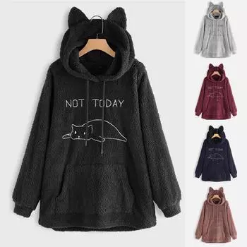 Женская флисовая теплая толстовка больших размеров с длинным рукавом, свитер на пуговицах, блузка L чёрный