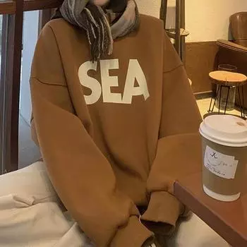 Женская флисовая толстовка с длинными рукавами на осень и зиму, куртка Design Sense Lazy Style Small Man S хаки