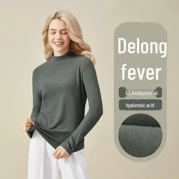 Женская флисовая водолазка с подолом: Теплая рубашка базового слоя на осень и зиму