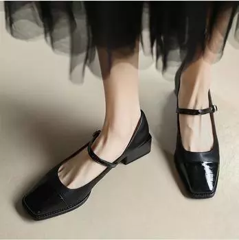 Женская французская винтажная повседневная обувь на плоской мягкой подошве 40 чёрный