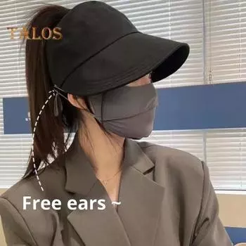 Женская фуражка с отверстием для хвостика и крючком для маски Защита от солнца Регулируемая окружность Анти-УФ Сплошной цвет Дышащий Легкий Походный туризм чёрный