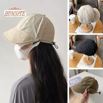 Женская фуражка, удобная солнцезащитная кепка на шнурке, дышащая, регулируемая, анти-УФ, однотонная, для кемпинга, на открытом воздухе, женская шляпа от солнца, женские головные уборы бежевый