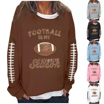 Женская футбольная толстовка Game Day, милый забавный воскресный повседневный пуловер с длинными рукавами и круглым вырезом, топ