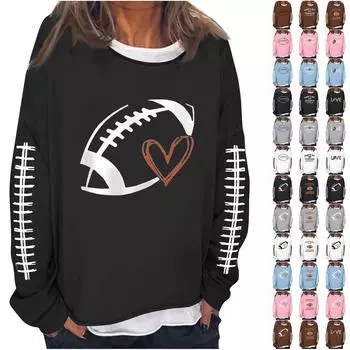 Женская футбольная толстовка Game Day, милый забавный воскресный повседневный пуловер с длинными рукавами и круглым вырезом, топ