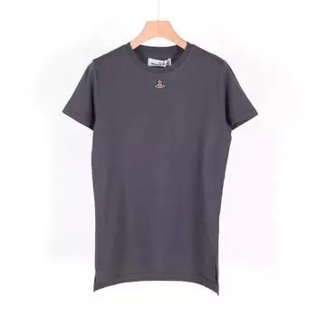 Женская футболка 23FW Vivienne Westwood с короткими рукавами Перу ORB круглая серая 3G010017 J001M P402