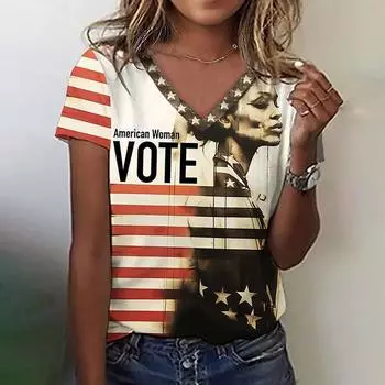 Женская футболка,3D-печать,V-образный вырез,короткий рукав,повседневная,легкий топ,свежая,хип-хоп,большой размер,мода S