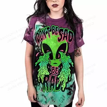 Женская футболка Alien 3D Print Футболки Женская мода Футболка Топы с коротким рукавом Футболки Летние женские топы Одежда Y2k Kawaii Смешные S