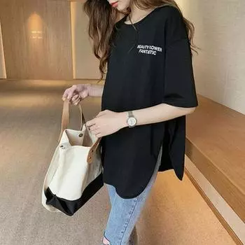 Женская футболка белого цвета со средним рукавом и модным дизайном букв - летний простой топ-пуловер с круглым вырезом XL белый