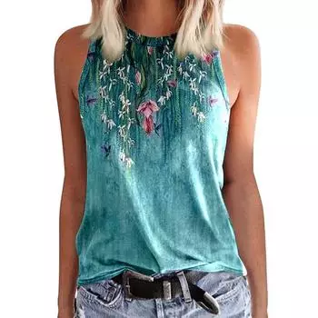 Женская футболка без рукавов с 3D-принтом бабочки, Y2K ретро уличная одежда, майка с круглым вырезом, с открытыми плечами, женская футболка без рукавов S
