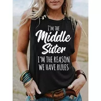 Женская футболка без рукавов с 3D-принтом букв, модная повседневная уличная одежда, жилет без рукавов с круглым вырезом, женская футболка S