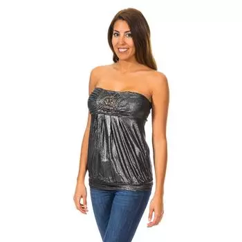 Женская футболка без рукавов с эффектом широкой вязки сверху 10DMT0084 XS чёрный