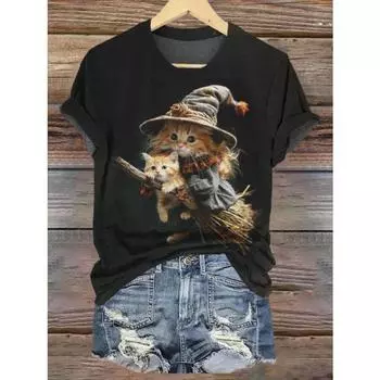 Женская футболка больших размеров 1XL-5XL, модная, повседневная, однотонная, с короткими рукавами, с V-образным вырезом, изысканная, с принтом S