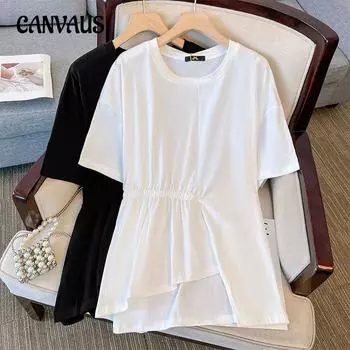 Женская футболка больших размеров, дизайнерский верх, свободная нижняя рубашка, летняя футболка с короткими рукавами 2XL белый