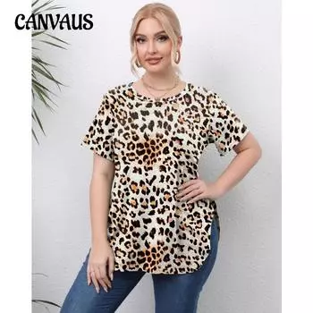 Женская футболка больших размеров, футболка с принтом, повседневный пуловер с круглым вырезом, топ с короткими рукавами 0XL