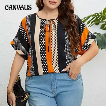 Женская футболка больших размеров, летняя цветная блузка с круглым вырезом, свободная женская блузка, топы XL разноцветный