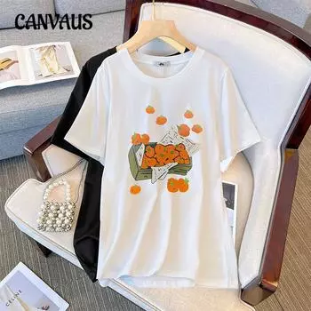 Женская футболка больших размеров, летняя хлопковая футболка, свободная тонкая блузка с короткими рукавами в стиле ретро 2XL чёрный