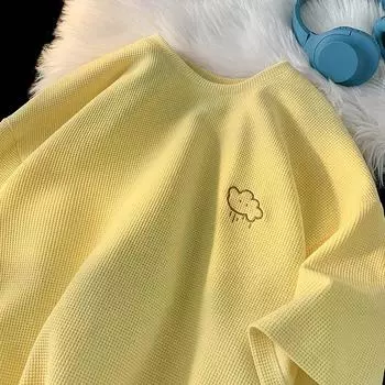 Женская футболка больших размеров, летняя свободная удобная футболка с коротким рукавом, повседневные спортивные топы с вышивкой M белый