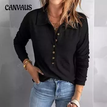 Женская футболка больших размеров, однотонная, однобортная, с длинным рукавом, с лацканами, свободного покроя S серый