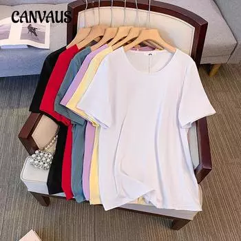 Женская футболка больших размеров, однотонная свободная футболка, тонкая рубашка, весенне-летние тонкие топы с короткими рукавами 2XL белый