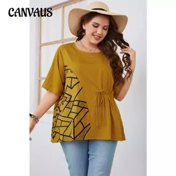 Женская футболка больших размеров с короткими рукавами и круглым вырезом, тонкая темпераментная однотонная рубашка