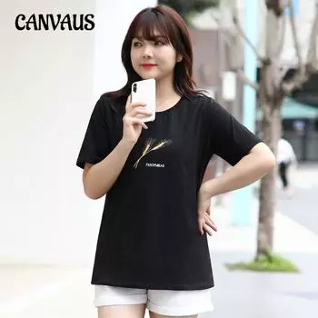 Женская футболка больших размеров с круглым вырезом и короткими рукавами, летние свободные тонкие топы с короткими рукавами 2XL чёрный