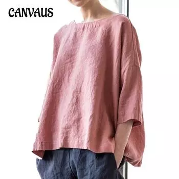 Женская футболка больших размеров с круглым вырезом, свободные литературные винтажные топы S розовый