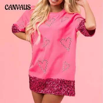 Женская футболка больших размеров с круглым вырезом, модная повседневная, средней длины, с коротким рукавом и принтом S розовый