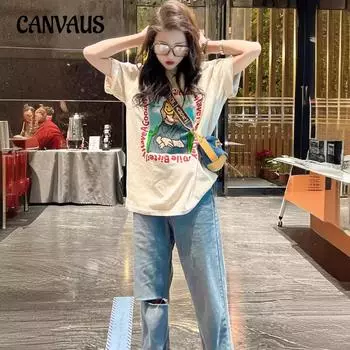 Женская футболка больших размеров Tide, летние модные топы с короткими рукавами