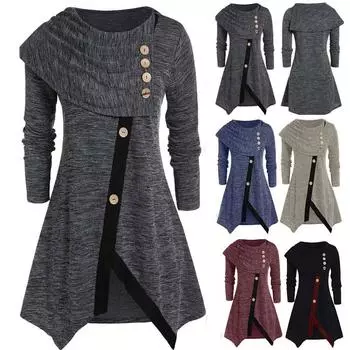 Женская футболка больших размеров, топы, асимметричная космическая модная блузка, туника, свитер XXL чёрный