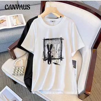 Женская футболка больших размеров в стиле ретро с коротким рукавом, свободные летние топы 2XL белый