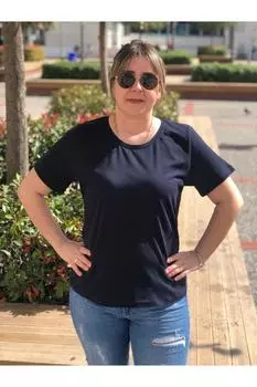 Женская футболка большого размера, базовая футболка с круглым вырезом