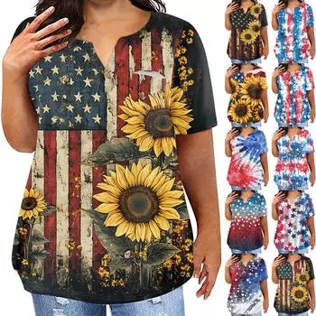 Женская футболка большого размера, повседневный топ с карманами и V-образным вырезом с короткими рукавами XXXXXL