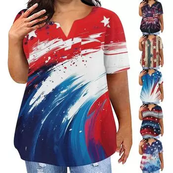 Женская футболка большого размера, повседневный топ с карманами и V-образным вырезом с короткими рукавами XXXXXL