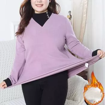 Женская футболка большого размера с длинным рукавом, осенне-зимняя теплая свободная полуводолазка, повседневные футболки, женские пуловеры больших размеров, футболки Y2k, утепленная одежда, топы L розовый