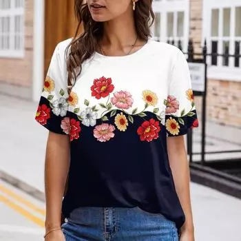 Женская футболка большого размера с круглым вырезом и принтом бабочки 3D, с короткими рукавами, женская футболка S