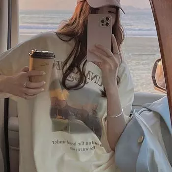 Женская футболка большого размера с принтом, женская кавайная футболка с коротким рукавом, модная летняя забавная одежда для девочек в стиле хип-хоп XXXL абрикосовый