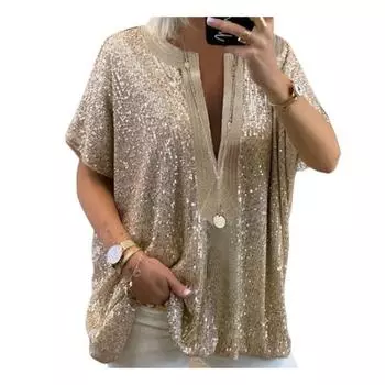 Женская футболка большого размера, сексуальная женская футболка, женская однотонная свободная футболка, женская футболка для отпуска XL золотистый
